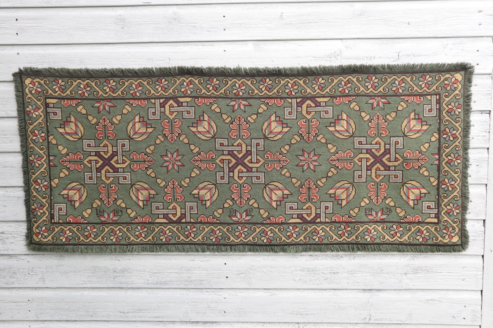Scandinavian / Swedish 'Folk Art' Skåne Region, Woven Floral & Geometric Pattern Table Runner / Wall Hanging or Coverlet, 1936 (1 of 26)