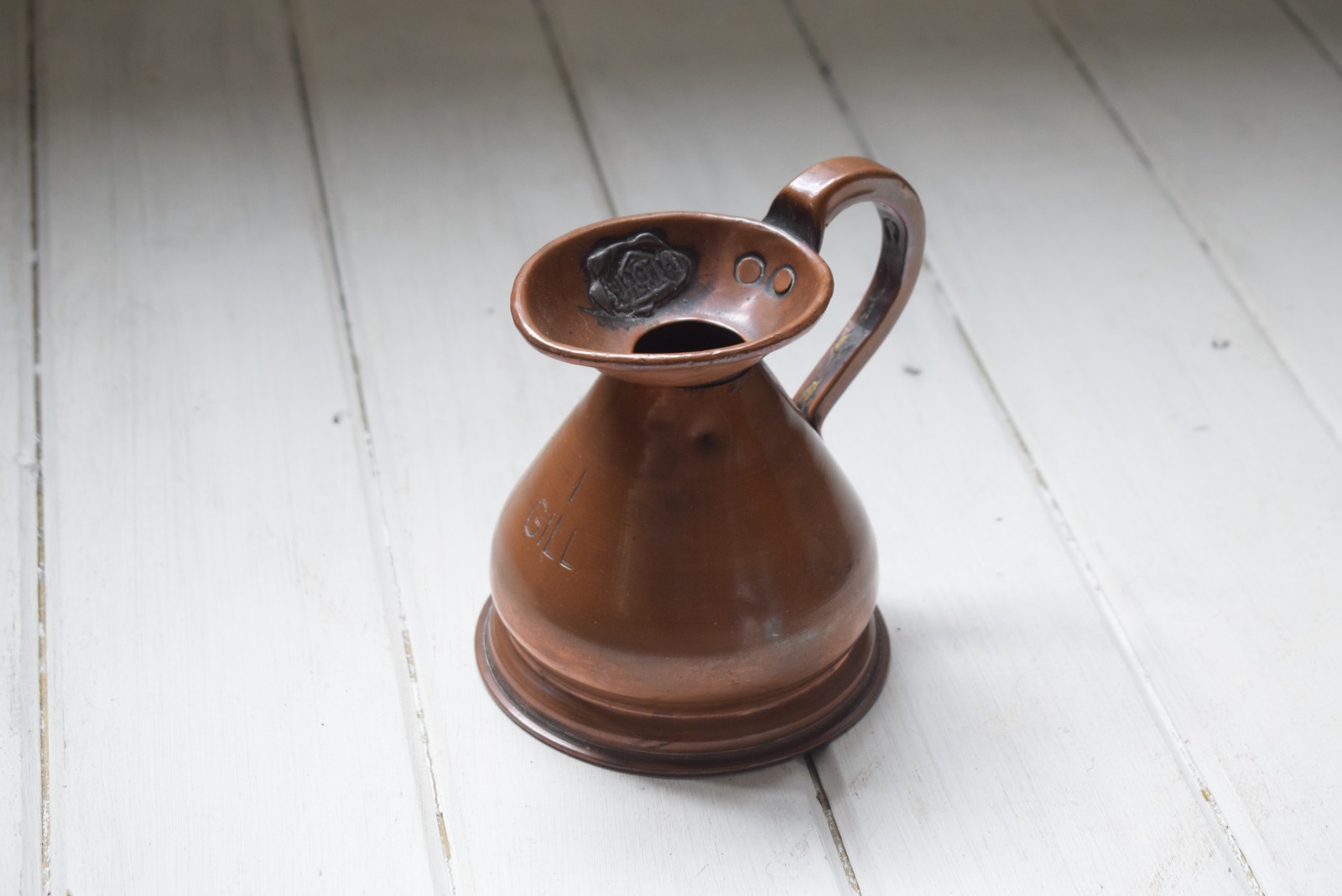 Copper Haystack Jug Measure 1 Gill with HR Customs Seal (1 of 1) Copper Haystack Jug Measure 1 Gill with HR Customs Seal (1 of 1)