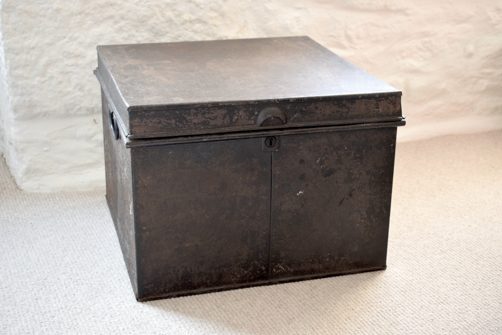 Extra Large Vintage Black Metal Deed Box, Storage Box LA184146