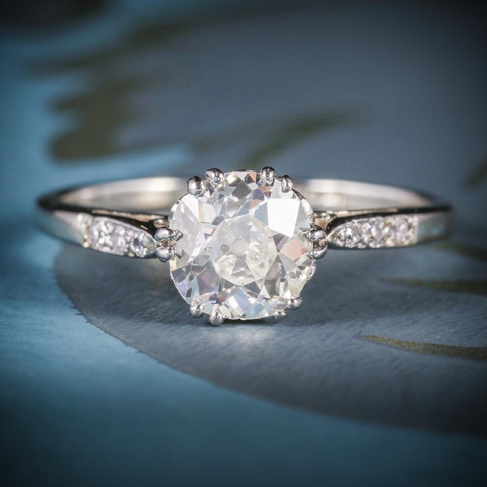 Vintage Diamond Solitaire Ring Platinum 18ct Gold c.1920 (1 of 7)