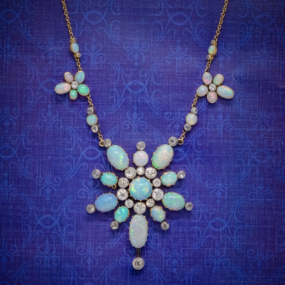 Antique Victorian Opal Necklace 20ct Opal 18ct Gold c.1900 (1 of 8)
