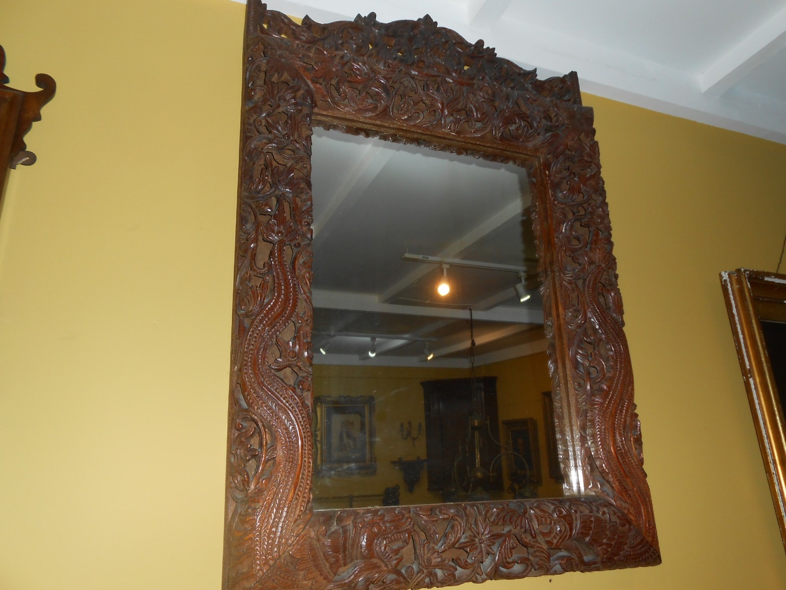 Hardwood Carved Dragon Framed Mirror (1 of 4)