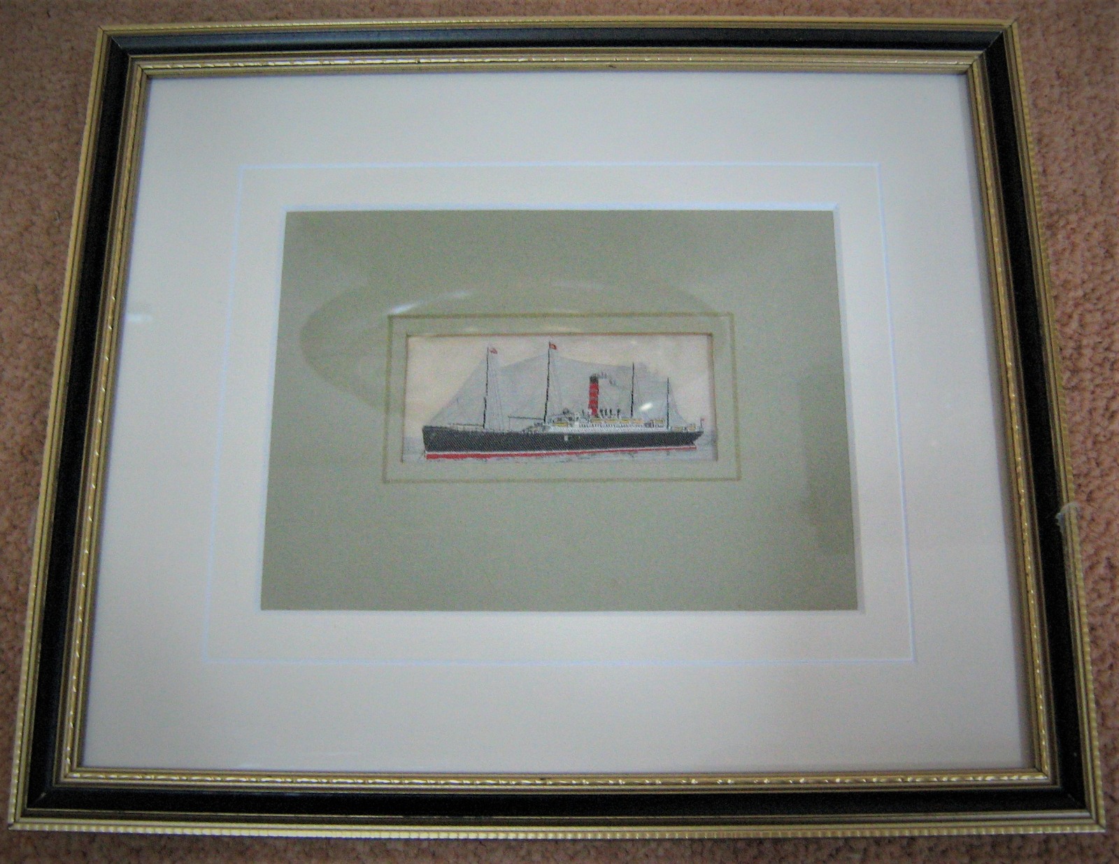 Rare Silk Picture of Steam Ship Ivernia by Thomas Stevens of Coventry. (1 of 4) Rare Silk Picture of Steam Ship Ivernia by Thomas Stevens of Coventry. (1 of 4)
