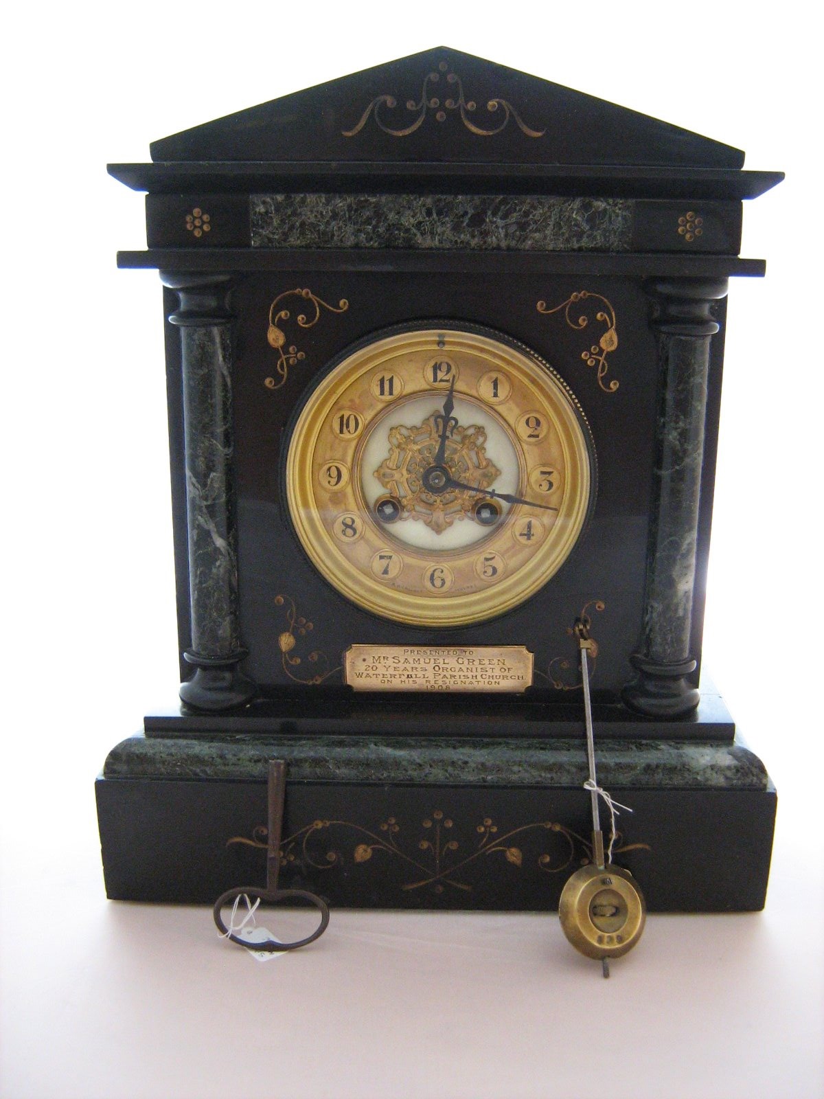 Imposing 1900 French Striking Black Slate Mantel Clock by Samuel Marti. (1 of 7) Imposing 1900 French Striking Black Slate Mantel Clock by Samuel Marti. (1 of 7)