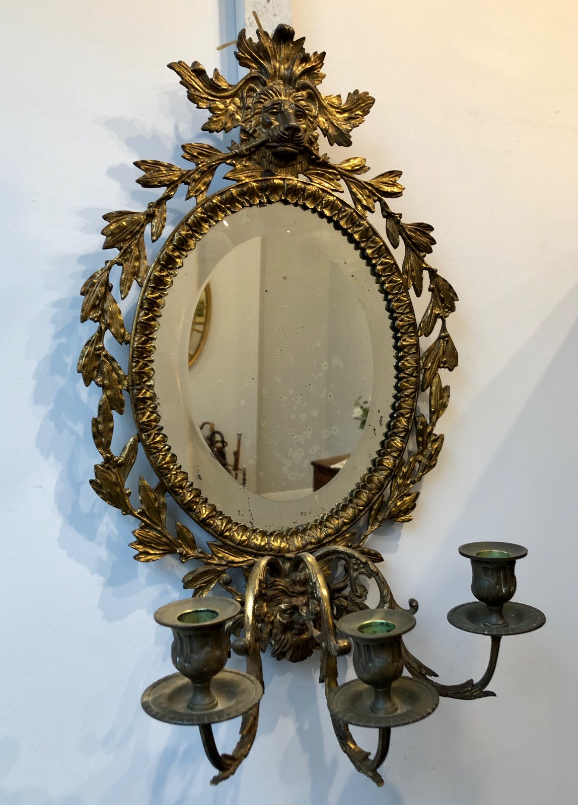 Antique Gilt Metal Girandole Mirror (1 of 9) Antique Gilt Metal Girandole Mirror (1 of 9)