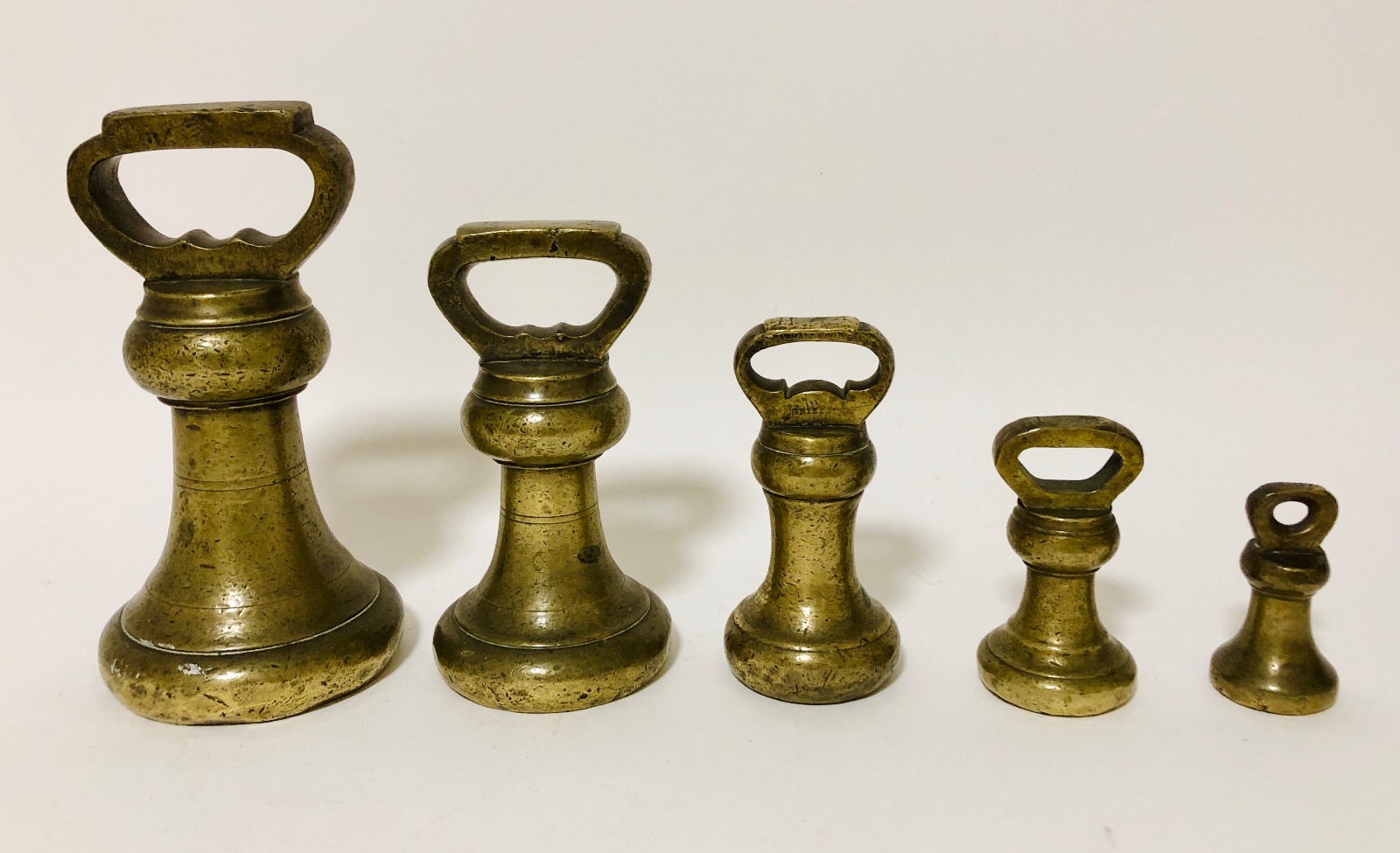 Set of 5 Brass Bell Weights c.1930 (1 of 1) Set of 5 Brass Bell Weights c.1930 (1 of 1)