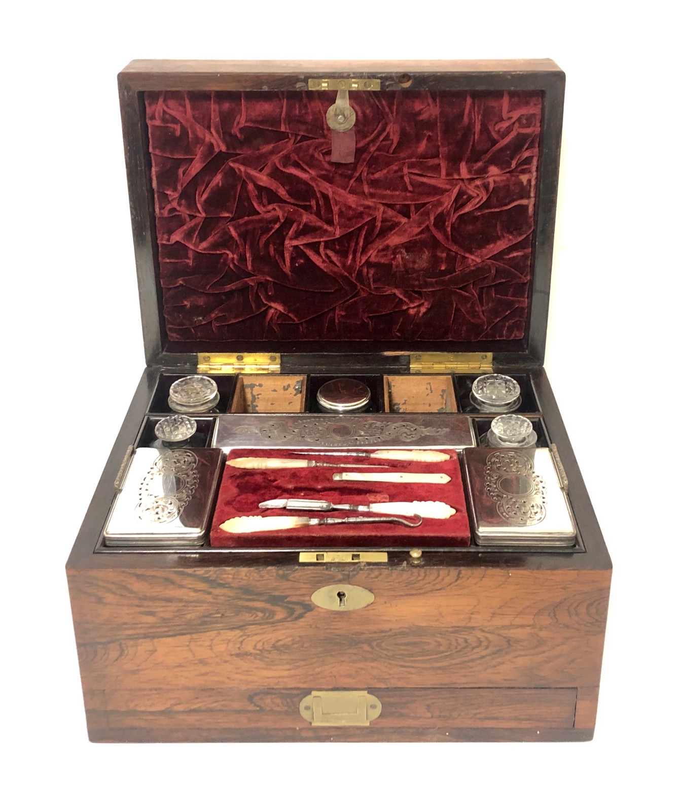 Victorian Rosewood Vanity Box with Silver Plated Interior (1 of 21) Victorian Rosewood Vanity Box with Silver Plated Interior (1 of 21)