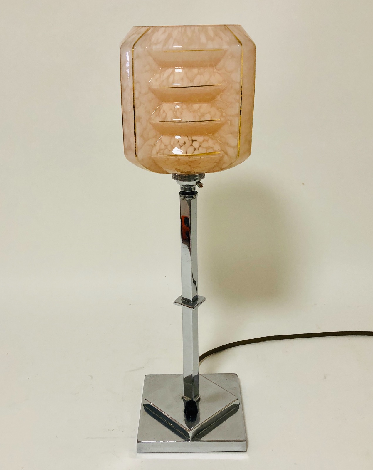 Art Deco Chrome Table Lamp with Glass Shade (1 of 1) Art Deco Chrome Table Lamp with Glass Shade (1 of 1)