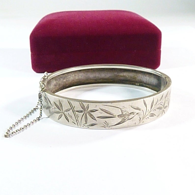 Antique Sterling Silver Swallow Bangle (1 of 6)