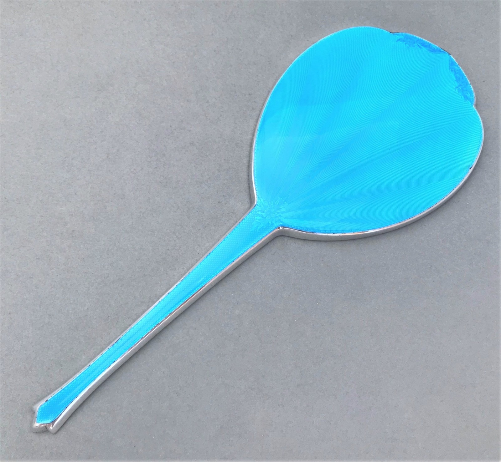 Gorgeous Art Deco Silver & Guilloche Enamel Hand Mirror (1 of 1) Gorgeous Art Deco Silver & Guilloche Enamel Hand Mirror (1 of 1)