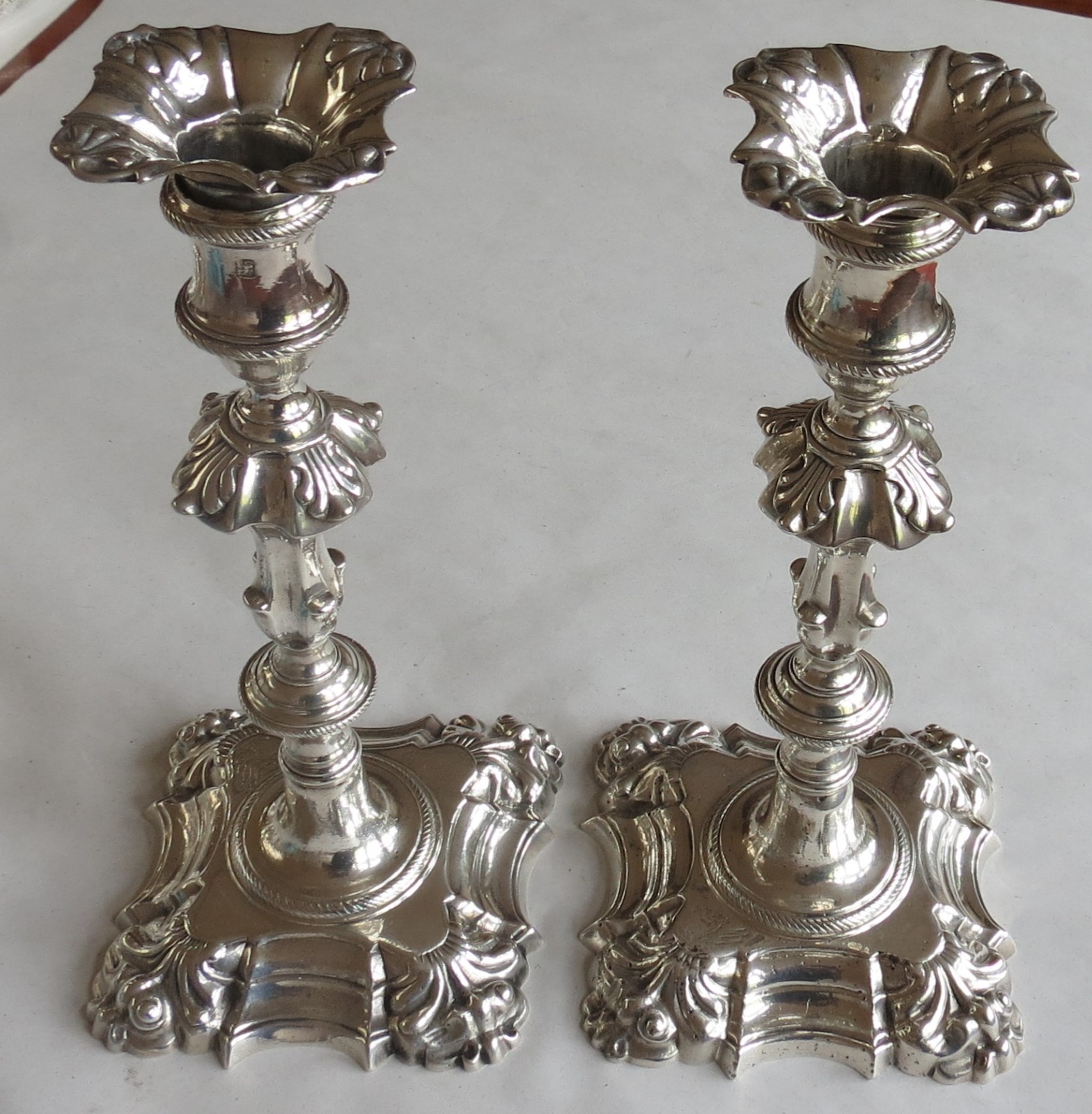 Pair of George III Cast Silver Candlesticks - London 1764 (1 of 7)