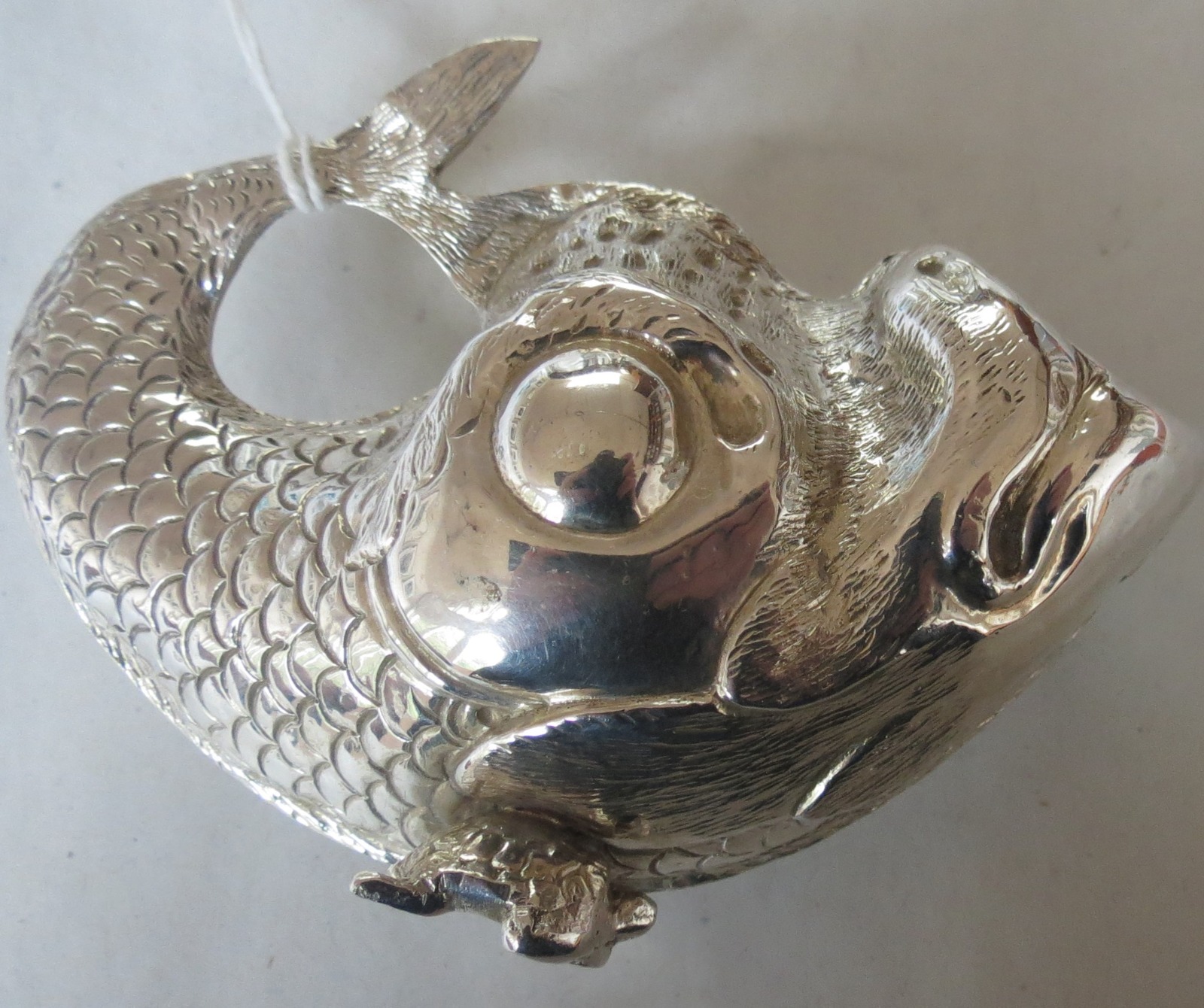 Victorian Silver Spoon Warmer in the form of a Grotesque Fish on Turtle Feet – London 1887 (1 of 5)
