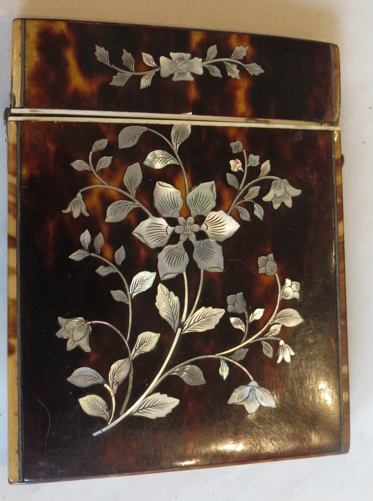 Victorian / Edwardian Tortoiseshell & Mother of Pearl Card Case (1 of 9)