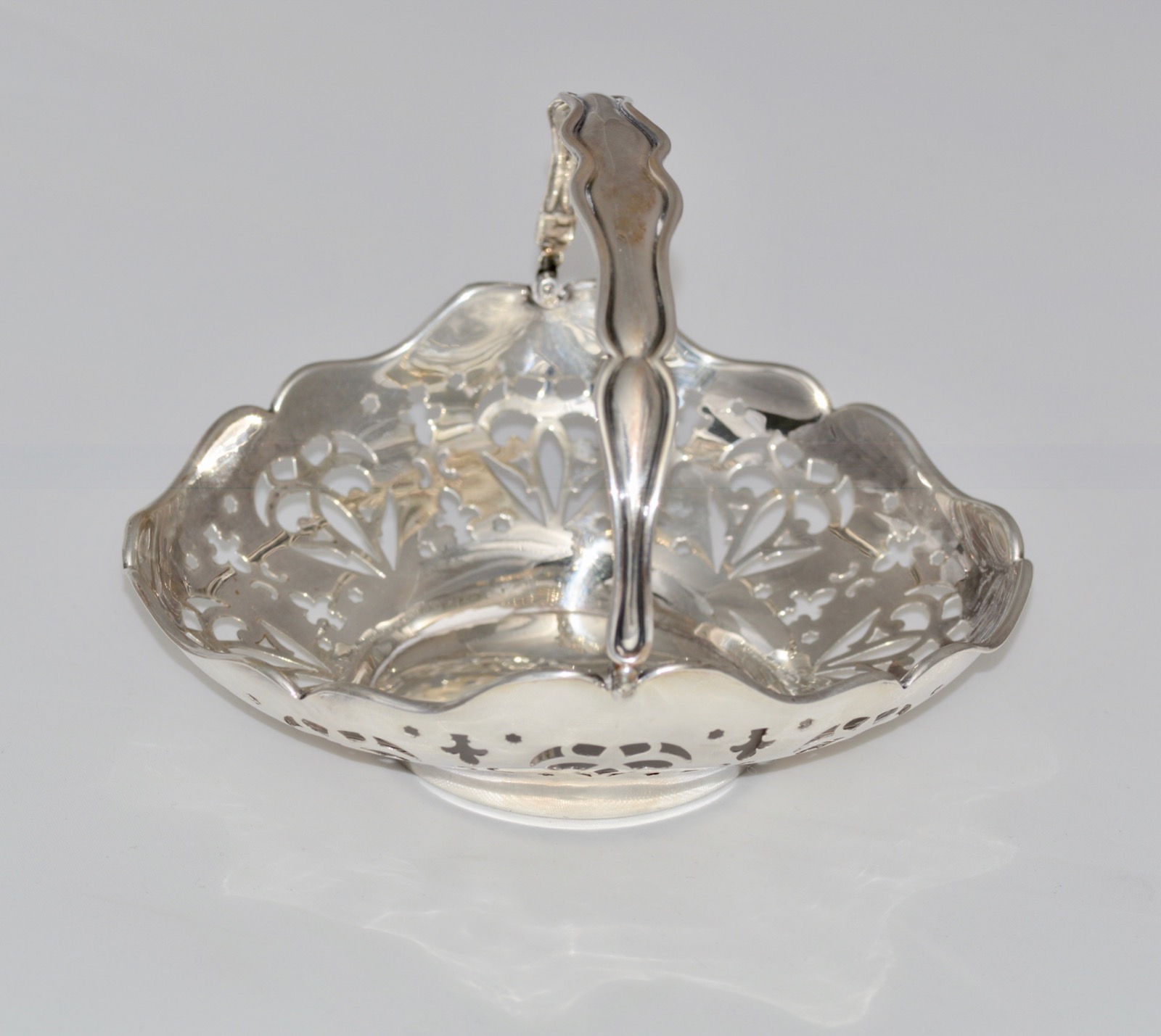 1910 Pierced Silver Swing Handled Sweetmeat Basket by  William Neale (1 of 7)