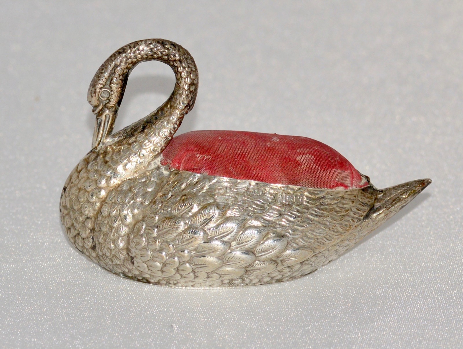 1921 Solid Silver Swan Pin Cushion by Adie & Lovekin (1 of 7)