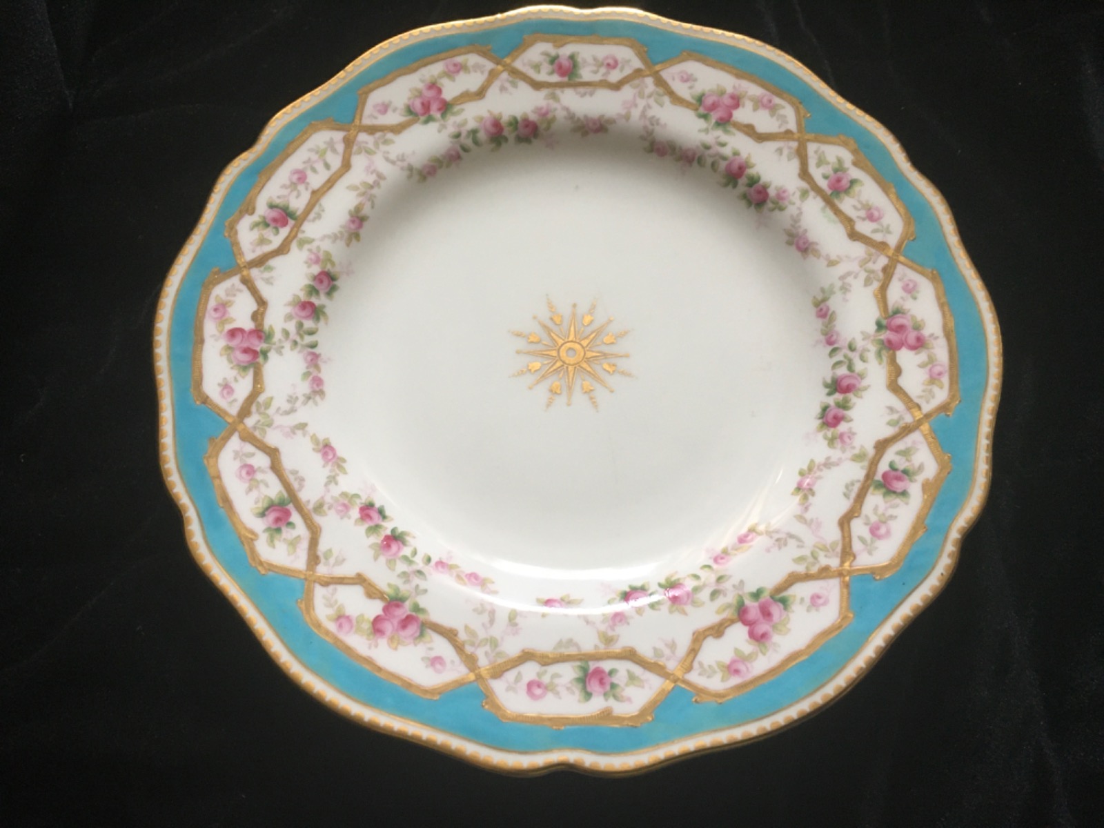 Antique Hand Painted Gold Bone Cabinet Plate Floral Medallions Copeland c.1900 (1 of 5)