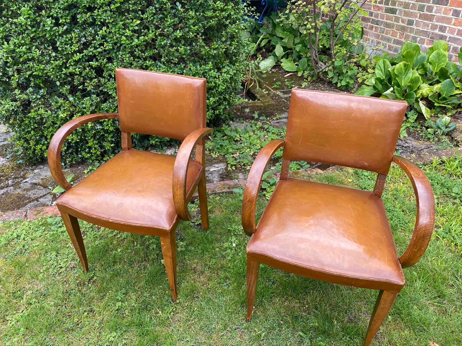 Pair of Leather Bridge Chairs (1 of 6) Pair of Leather Bridge Chairs (1 of 6)