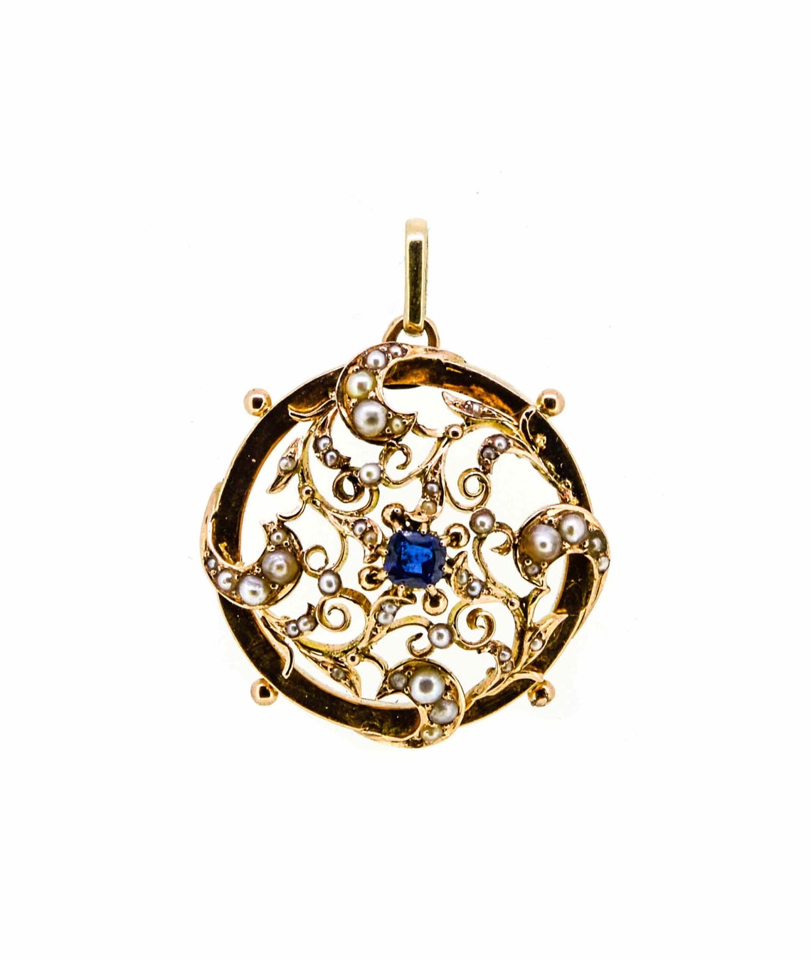 Victorian Sapphire & Seed Pearl Pendant (1 of 7) Victorian Sapphire & Seed Pearl Pendant (1 of 7)