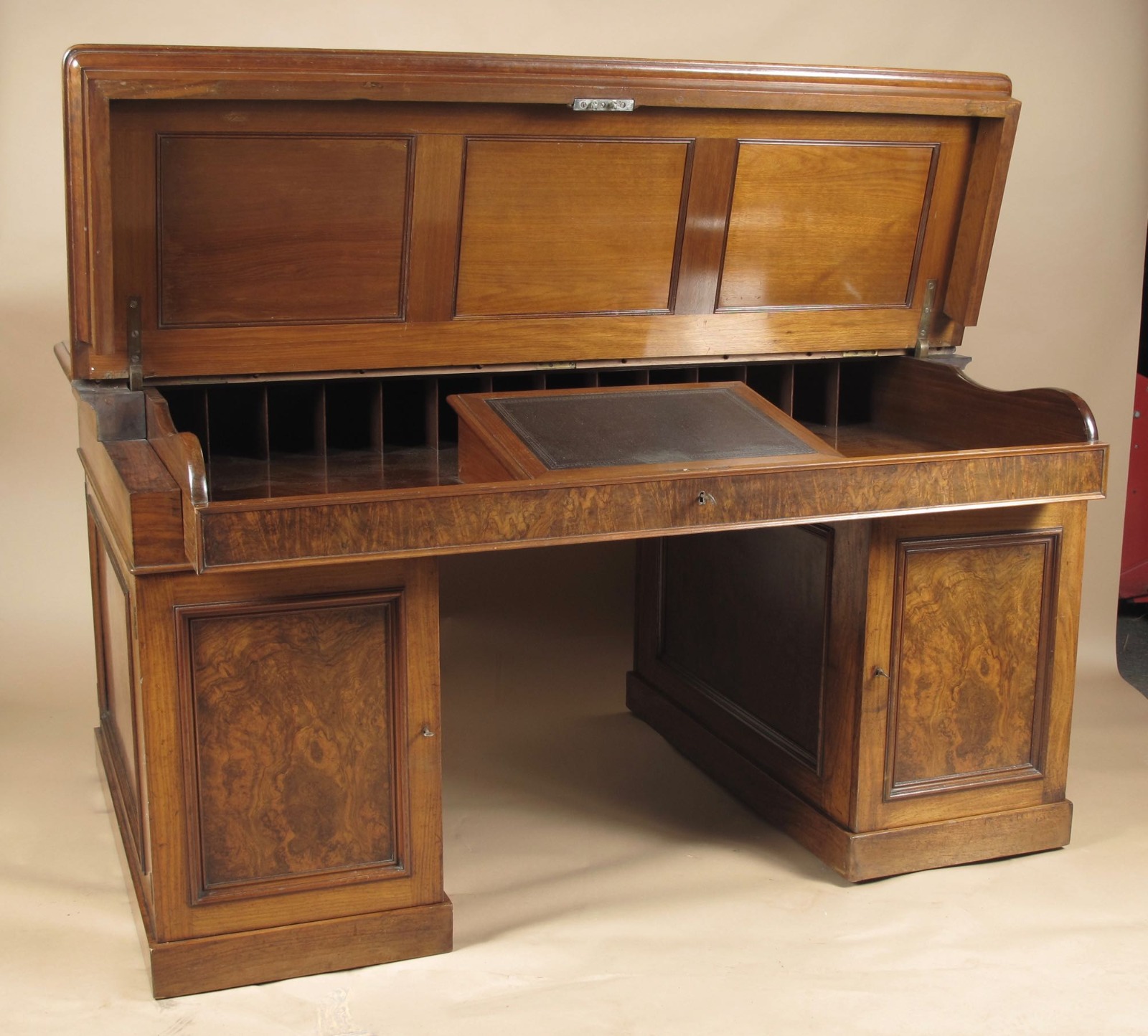 Mahogany & Burr Walnut Writing / Partners Desk (1 of 9)