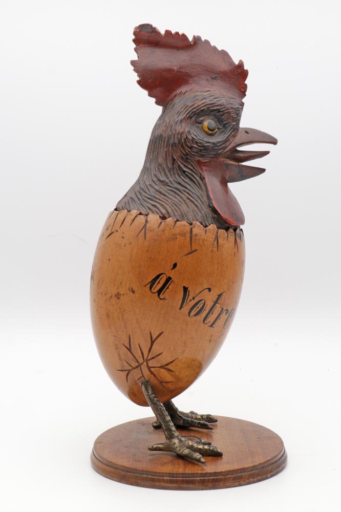 Treen Cockerel Inkwell c.1900 (1 of 4)