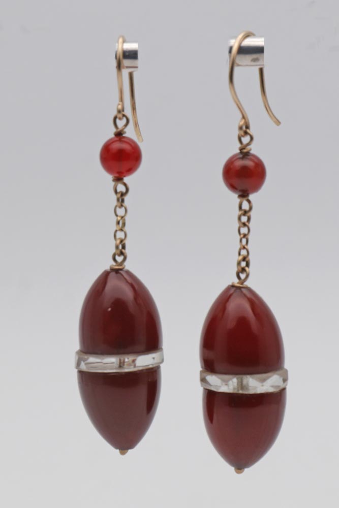 Art Deco Gold  Carnelian Earrings (1 of 2)
