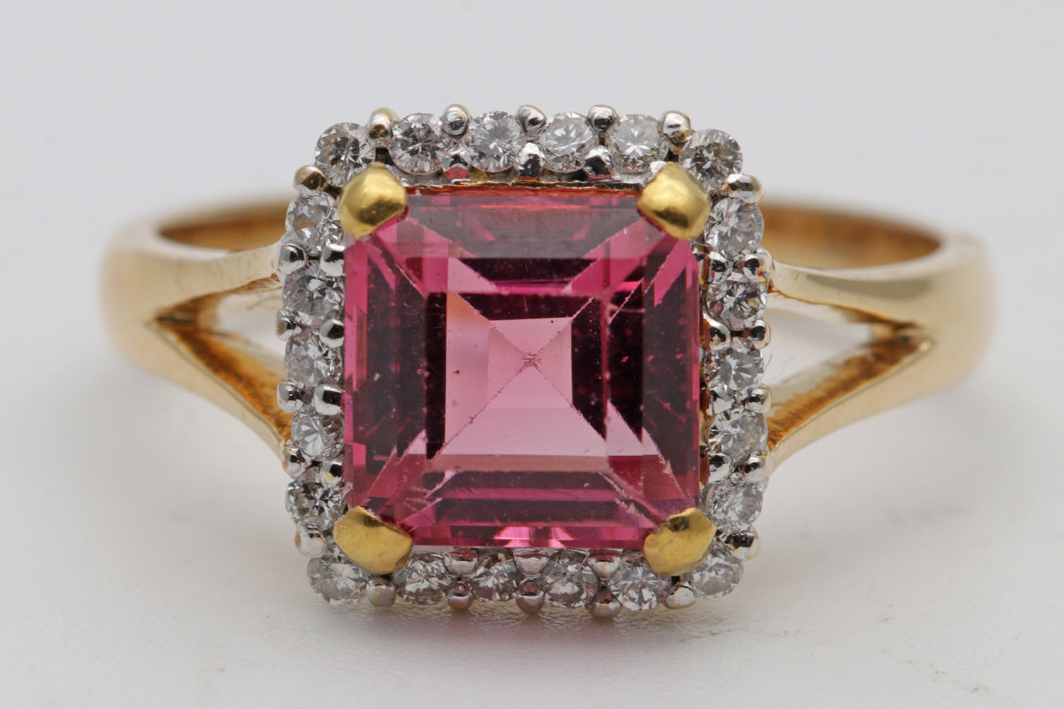 Pink Tourmaline & Diamond Cluster Ring (1 of 3)