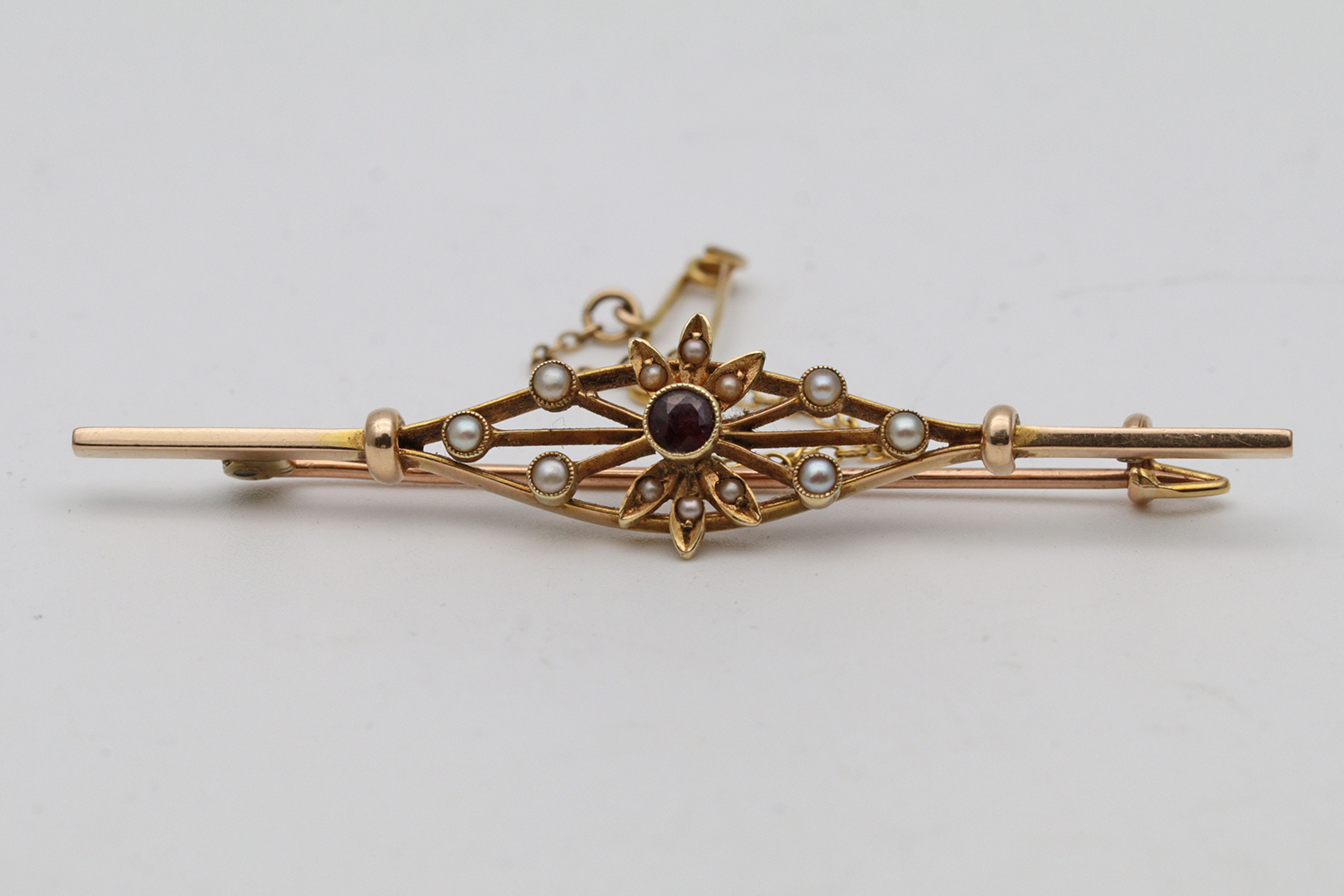 Edwardian Pearl & Garnet Brooch (1 of 2)