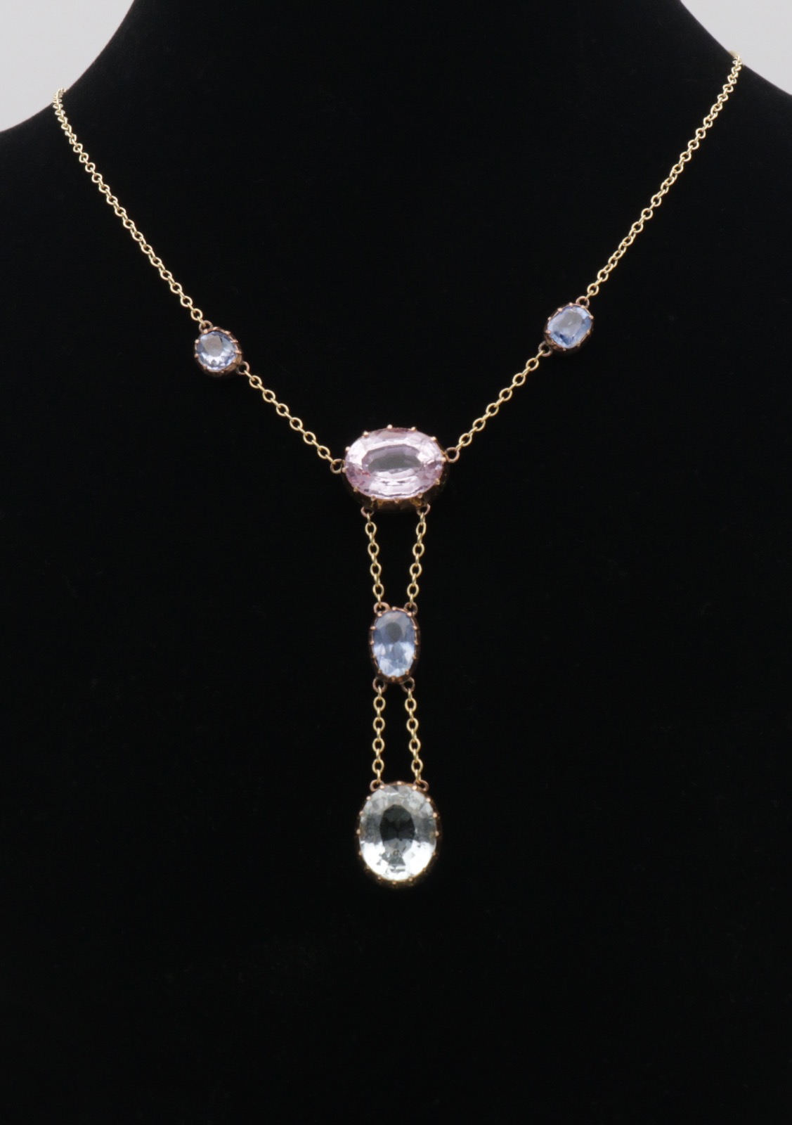 Early 20th Century Aquamarine, Sapphire & Pink Topaz Necklace (1 of 3)