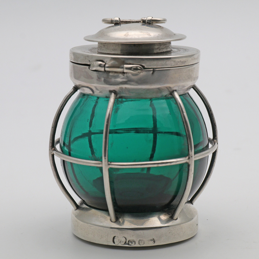 1894 Silver Vesta Match Striker Ships Lamp Novelty Glass (1 of 6)