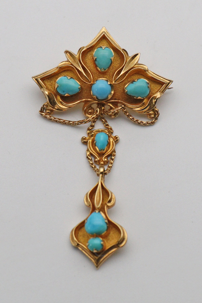 Elegant Victorian Gold & Turquoise Brooch (1 of 4)