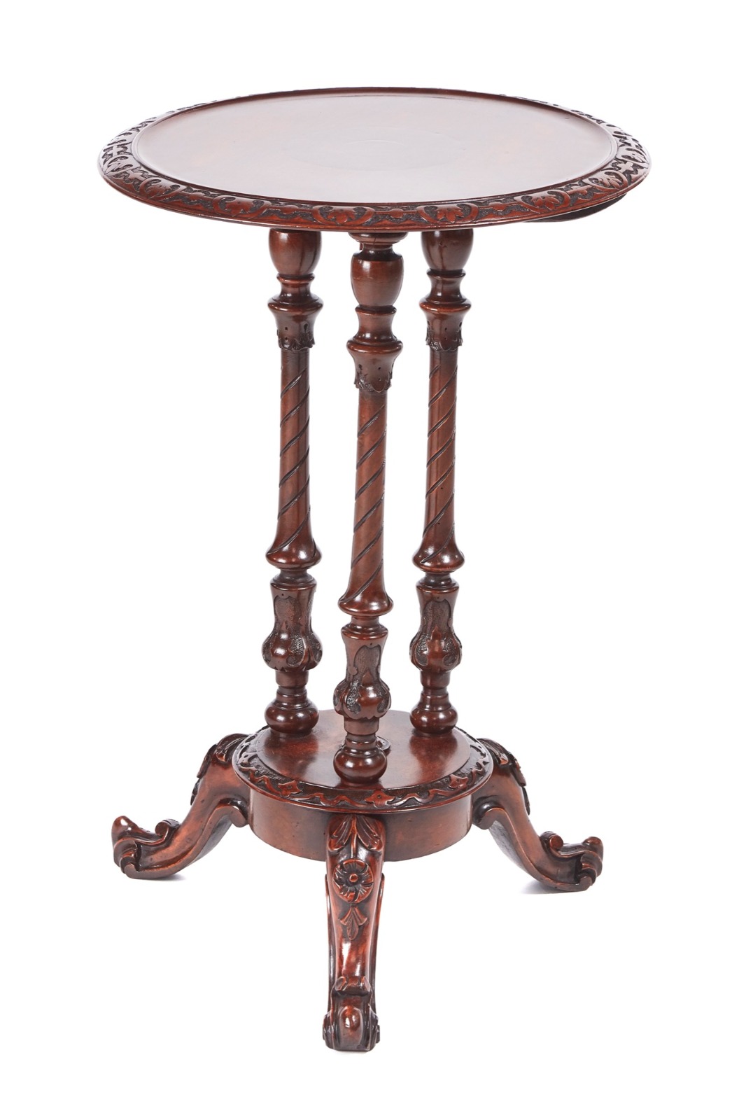 Antique Walnut Lamp Tables for sale Victorian Carved Walnut Lamp Table