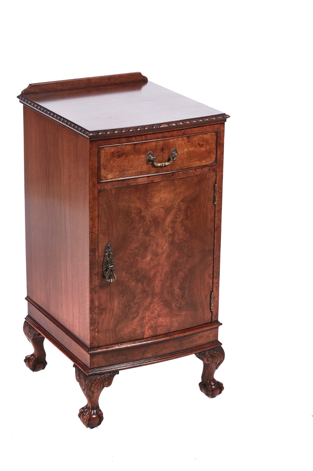 Burr Walnut Bow Fronted Bedside Cabinet c.1920 (1 of 9) Burr Walnut Bow Fronted Bedside Cabinet c.1920 (1 of 9)