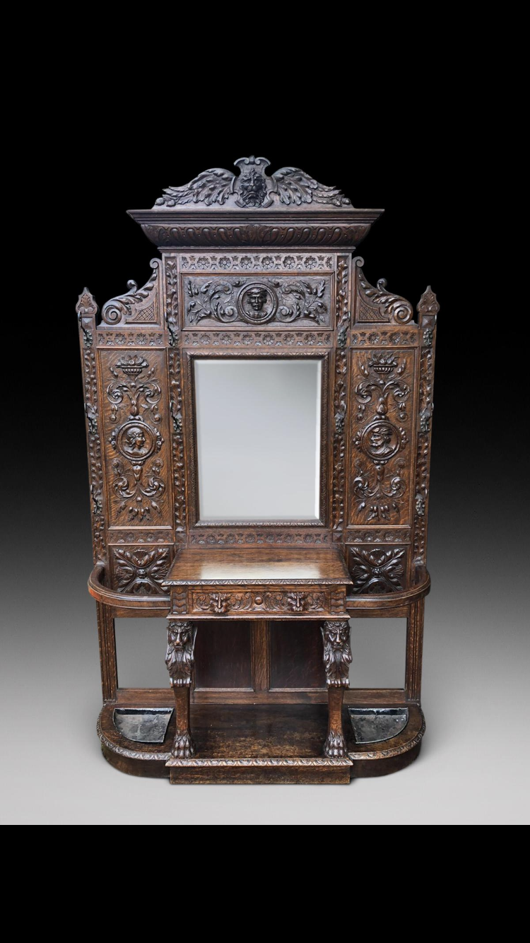 19th Century Caved Oak Hall Stand (1 of 4) 19th Century Caved Oak Hall Stand (1 of 4)