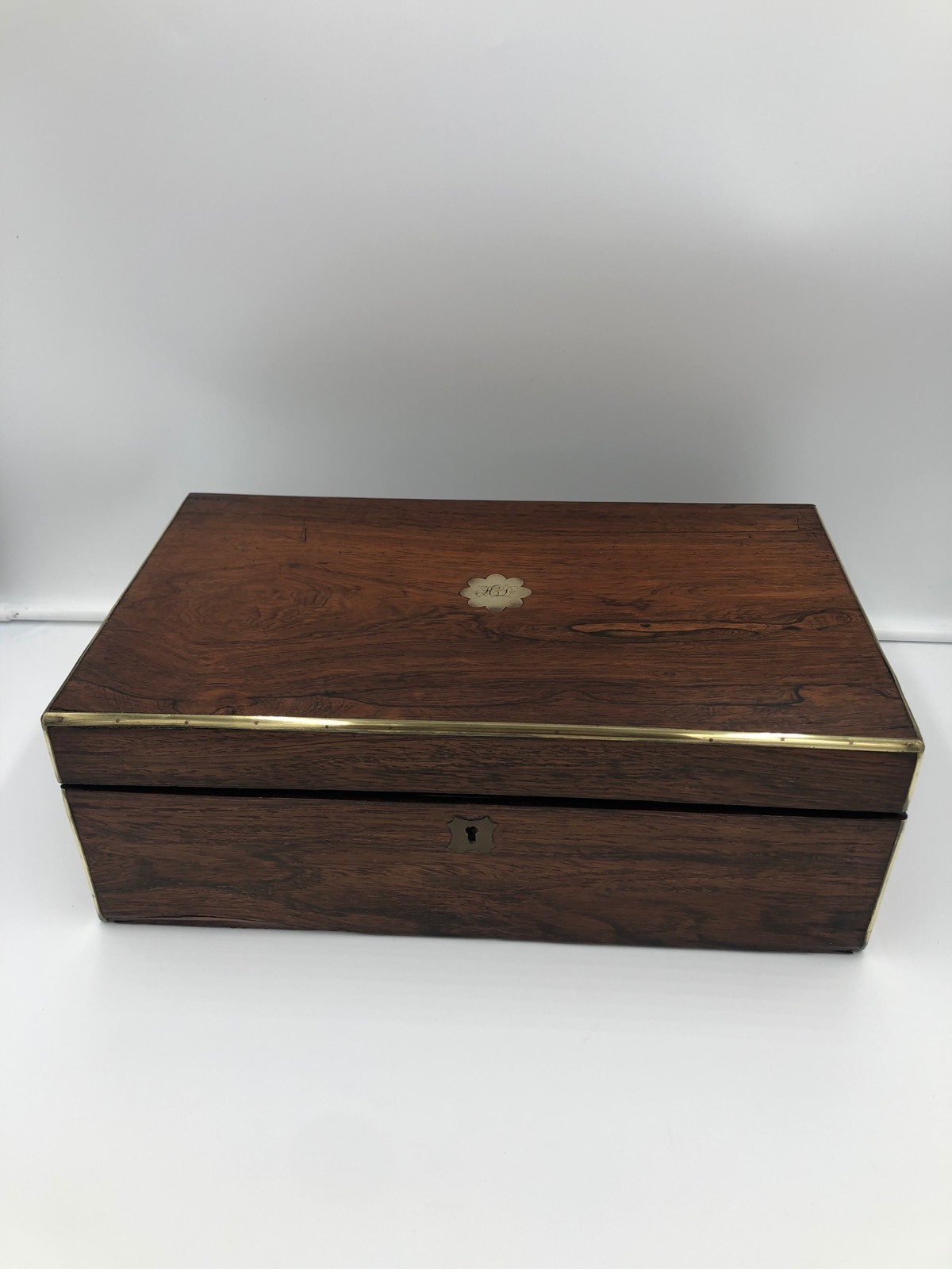 Antique Victorian Rosewood Brass Bound Writing Box (1 of 5)