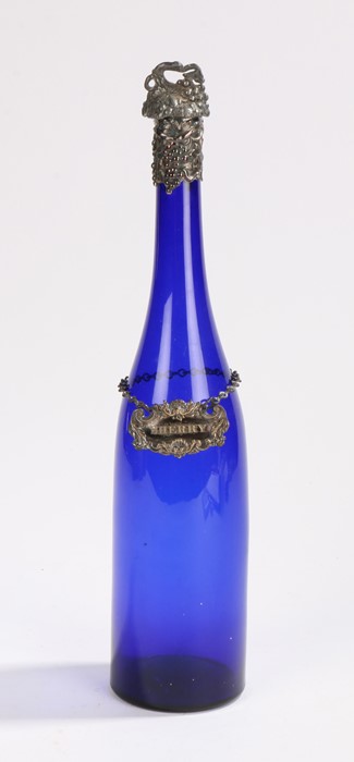 Beautiful Victorian Blue Glass Wine Bottle (1 of 5)