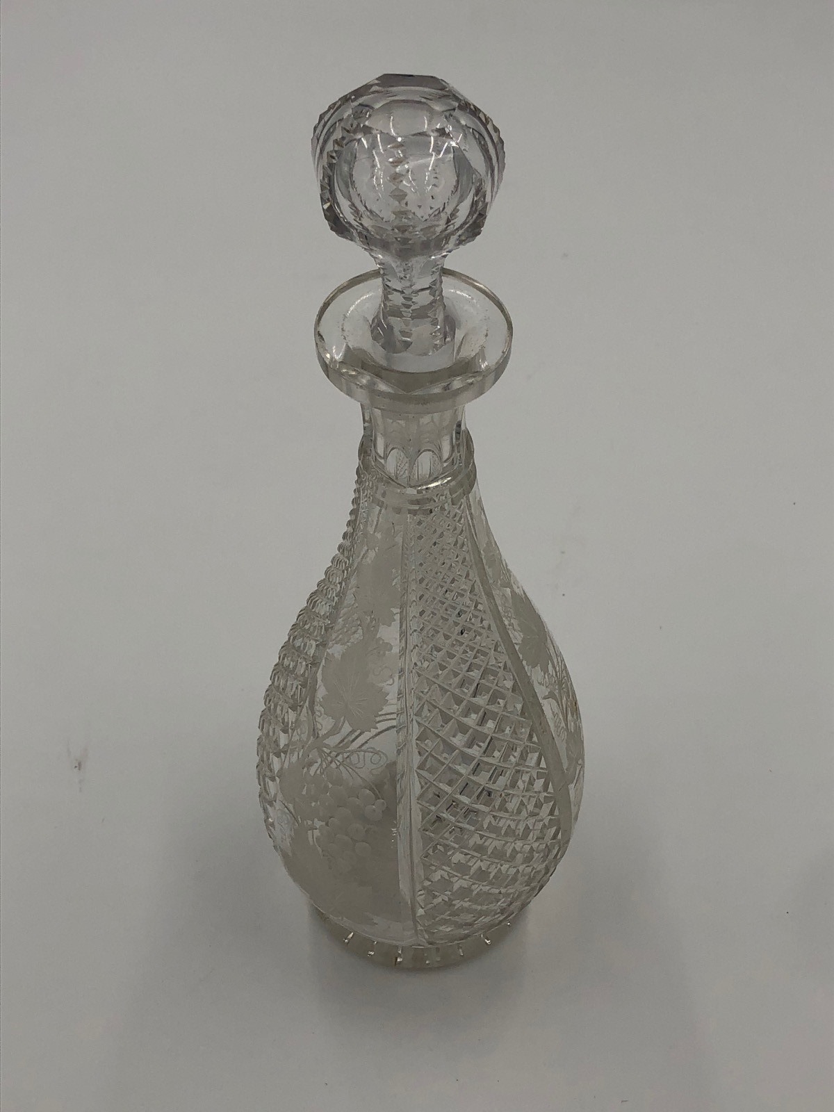 Antique Victorian Tall Cut Glass Decanter (1 of 6)
