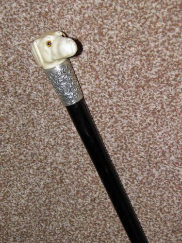 Edwardian J.Howell Hallmarked 1902 Silver Lurcher Dogs Head Walking Stick / Cane (1 of 14) Edwardian J.Howell Hallmarked 1902 Silver Lurcher Dogs Head Walking Stick / Cane (1 of 14)