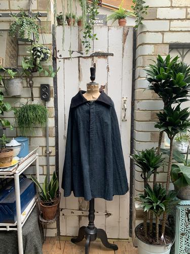 Antique French handmade indigo blue striped linen cape or cloak with black wool collar one size (1 of 10) Antique French handmade indigo blue striped linen cape or cloak with black wool collar one size (1 of 10)