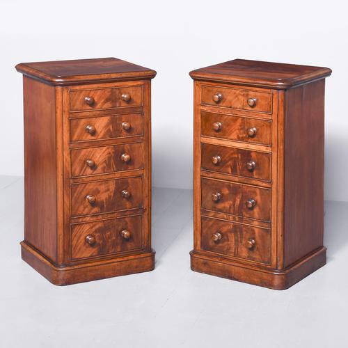 Pair of Neat-sized Victorian Figured Mahogany Chest of Drawers (1 of 7)