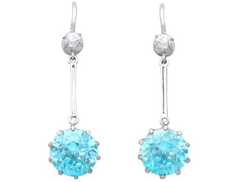 7.80ct High Zircon & 0.29ct Diamond, 18ct White Gold Drop Earrings - Antique c.1910 (1 of 9) 7.80ct High Zircon & 0.29ct Diamond, 18ct White Gold Drop Earrings - Antique c.1910 (1 of 9)