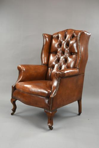 Stunning 19th Century Leather Wing Chair (1 of 6)