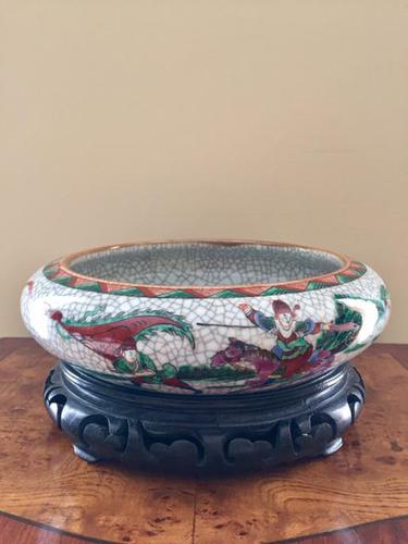 Chinese Crackle-glaze Bowl on Wooden stand, Qing Dynasty (1 of 10) Chinese Crackle-glaze Bowl on Wooden stand, Qing Dynasty (1 of 10)