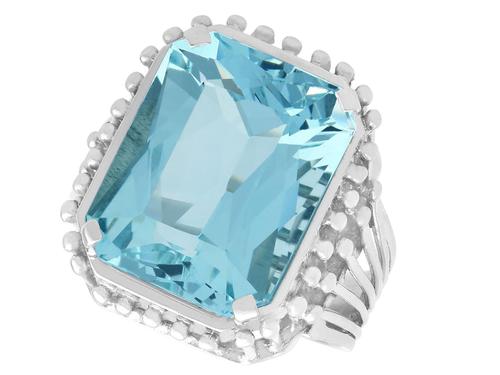 11.81ct Aquamarine & Platinum Cocktail Ring - Vintage c.1950 (1 of 9) 11.81ct Aquamarine & Platinum Cocktail Ring - Vintage c.1950 (1 of 9)