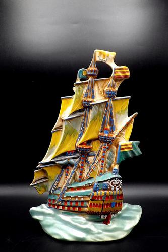 Czechoslovakian Art Deco Wall Plaque / Free Standing Galleon - Ditmar Urbach (1 of 7)