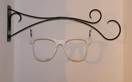 Vintage Opticians Wrought Iron Wall Bracket with White Painted Timber Spectacles (1 of 8)