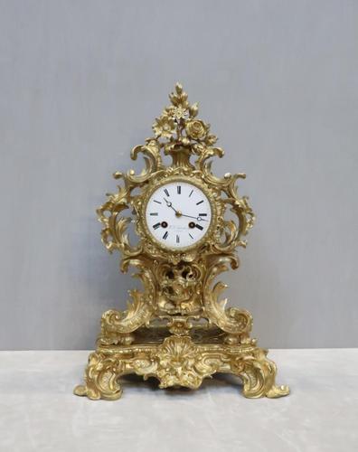 French Bronze Gilt Rococo Style Mantel Clock by Vincenti (1 of 8) French Bronze Gilt Rococo Style Mantel Clock by Vincenti (1 of 8)
