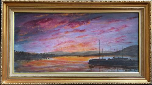 Sunset - Large Attractive Original 20th Century Vintage Seascape Oil Painting (1 of 12) Sunset - Large Attractive Original 20th Century Vintage Seascape Oil Painting (1 of 12)