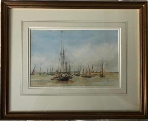 A fine marine watercolour by W.L.Wyllie RA 'The sailing yacht Reverie on the river Hamble' (1 of 2)