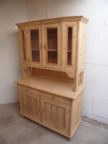 Lovely Art Deco 4 Door Antique Pine Glazed Kitchen Dresser To Paint/Wax (1 of 9)