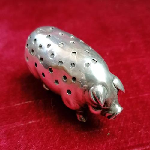 Rare Edwardian Silver Pig Pin Cushion, Birmingham, 1905 (1 of 9)